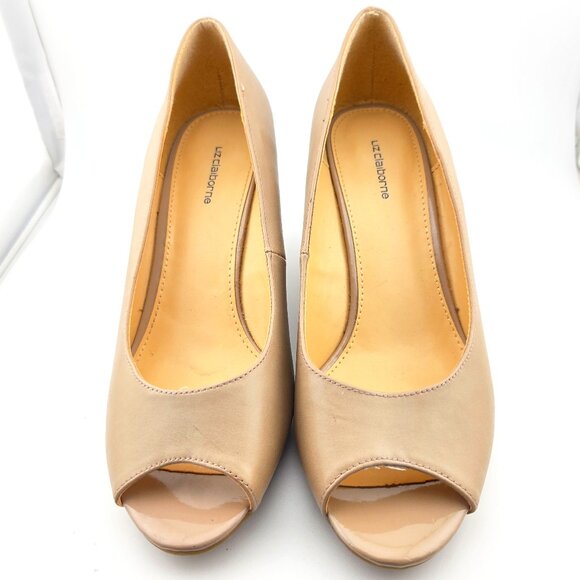 Liz Claiborne LC Paula Tan Peep Toe Wedge Sandals | Size 8M Flex Form Comfort - Picture 1 of 9